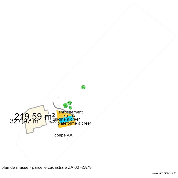 plan de masse piscine. Plan de 1 pièce et 220 m2