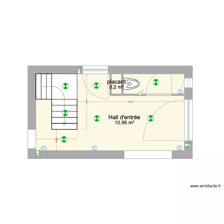 Hall d'entr&eacute;e. Plan de 