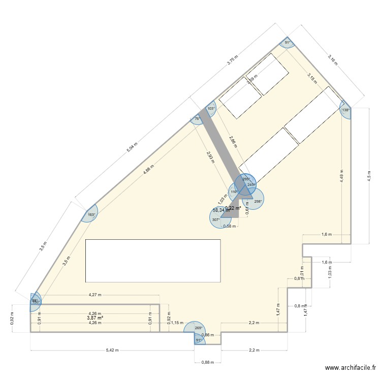 cuisine. Plan de 3 pièces et 62 m2