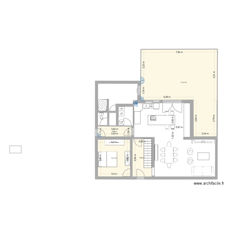 goeulzin interieur 1. Plan de 5 pièces et 76 m2