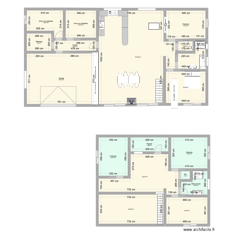 RDC maison Passive n°1. Plan de 17 pièces et 305 m2