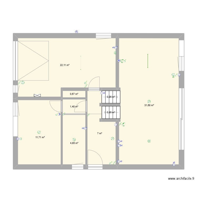 Maison 00. Plan de 9 pièces et 81 m2