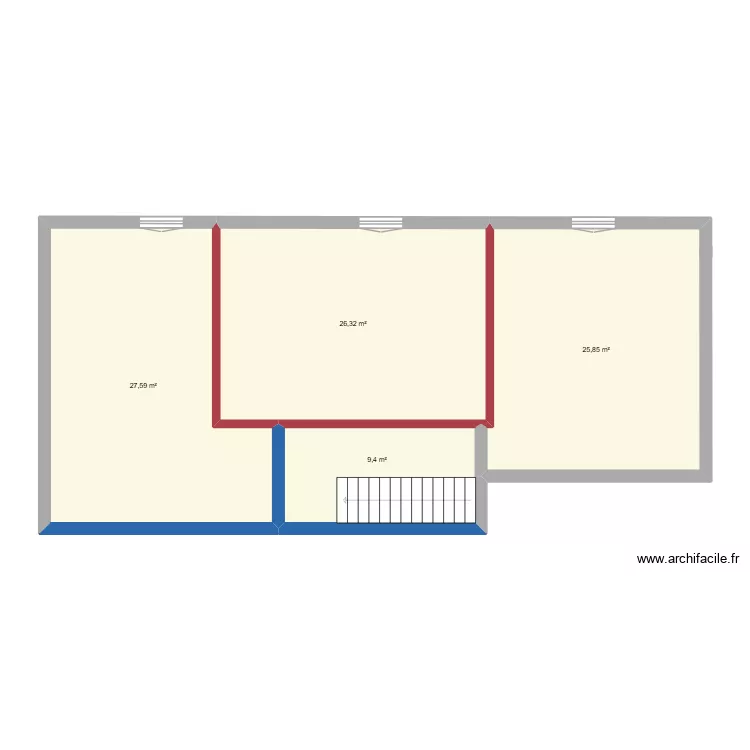PAUL BERT R+2 PRO. Plan de 4  et 89 m²