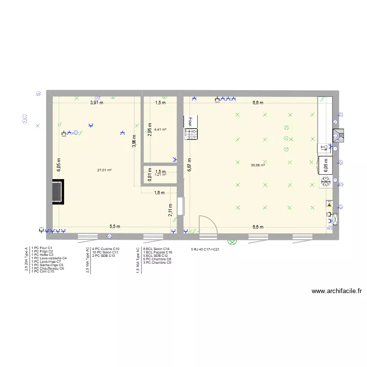 Maison Electricit&eacute; V2. Plan de 4  et 73 m²