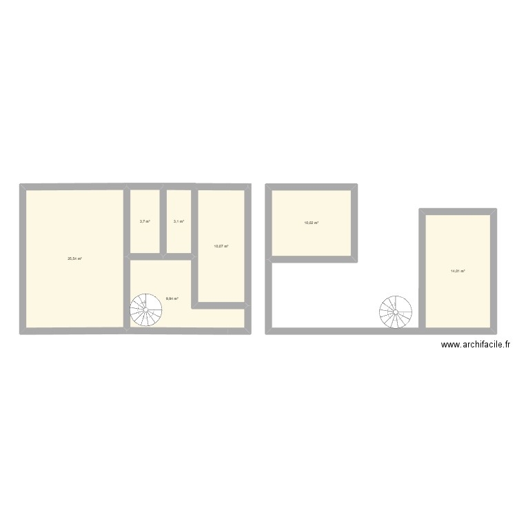 Denis. Plan de 7 pièces et 76 m2