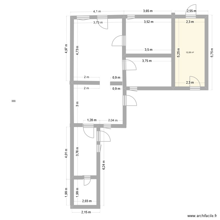 maison 1. Plan de 1 pièce et 12 m2