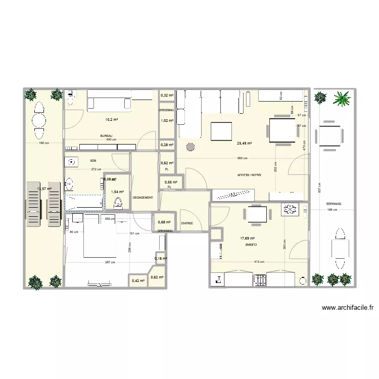 sejour salon PIE. Plan de 