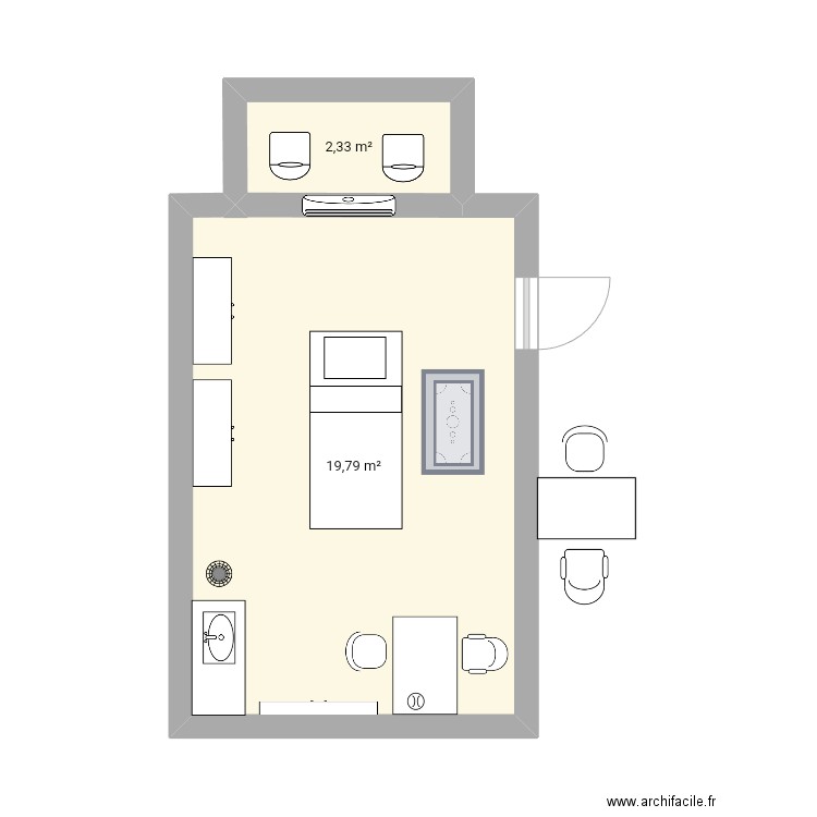 Beauty truck. Plan de 2 pièces et 22 m2