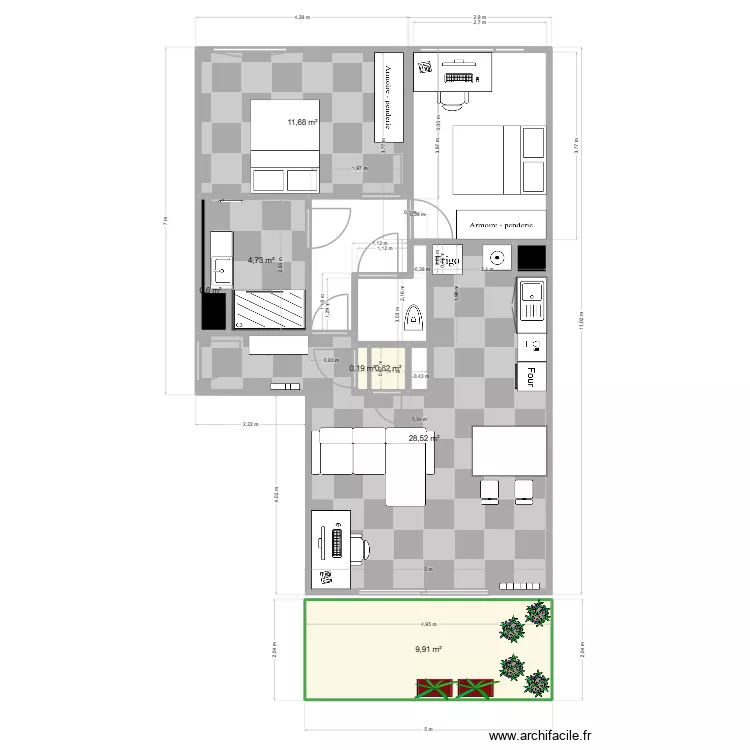 Dpt. Plan de 8 pièces et 57 m² Dpt. Plan de 8 pièces et 57 m²