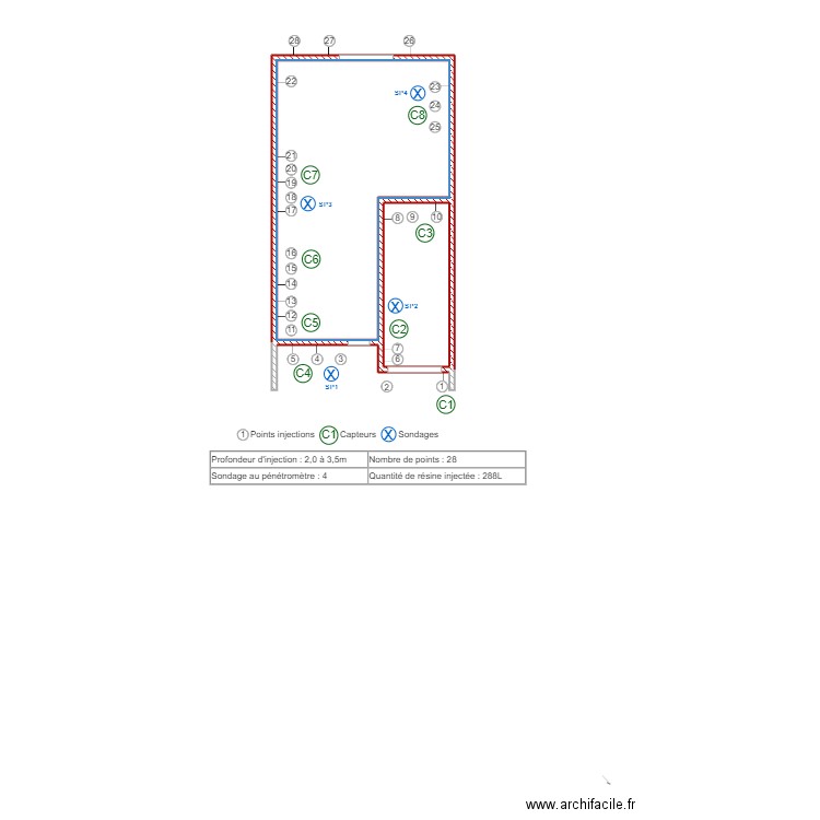 Le guen. Plan de 2 pièces et 38 m2