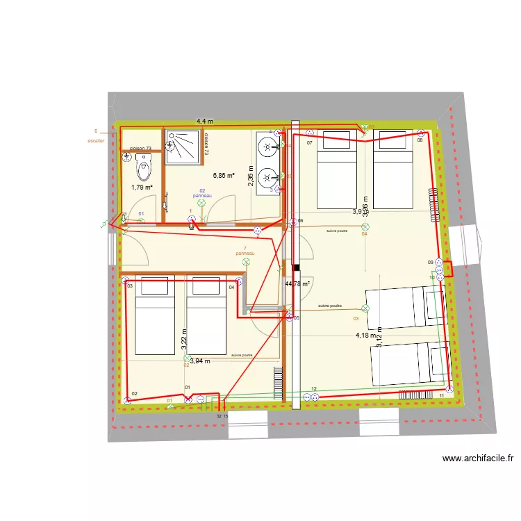 chambres premier. Plan de 