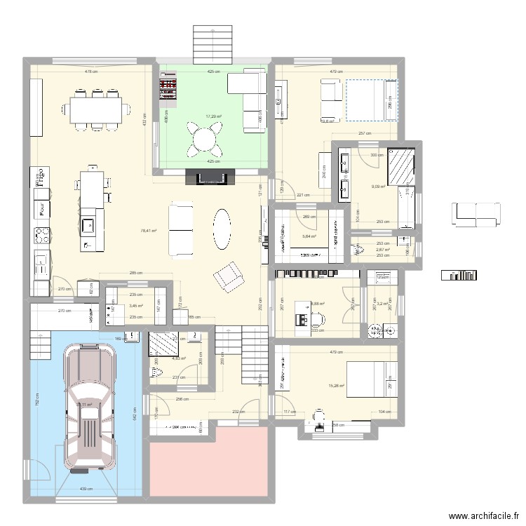 Iris 2 Bi-G plain-pied. Plan de 13 pièces et 211 m2