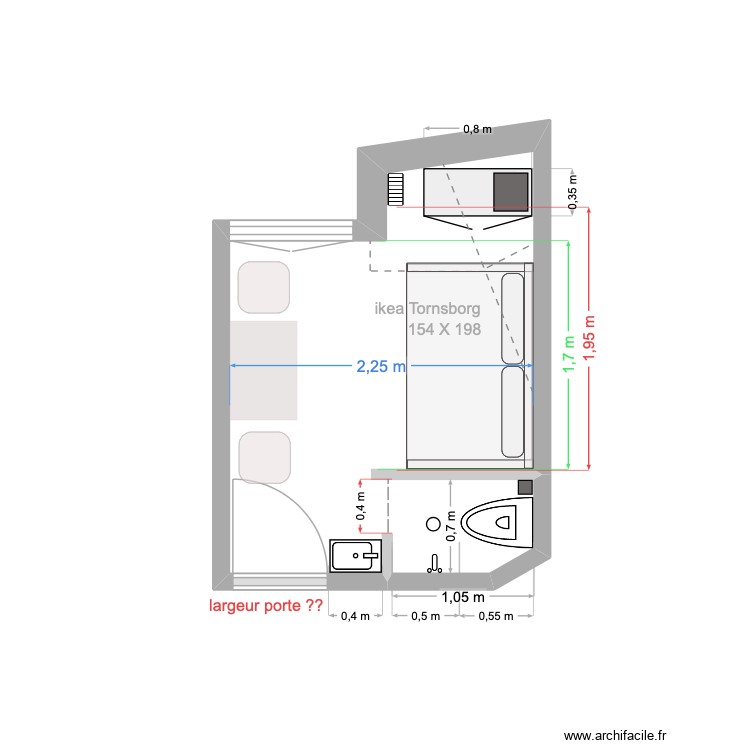 chambre mesures Youri 2. Plan de 0 pièce et 0 m2