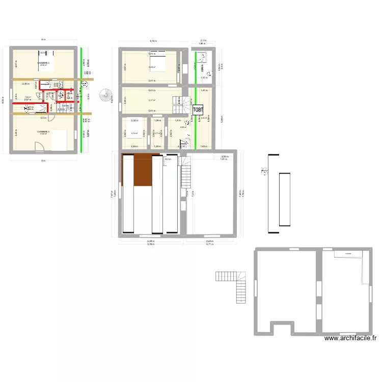 chaubourg 1. Plan de 13  et 105 m²