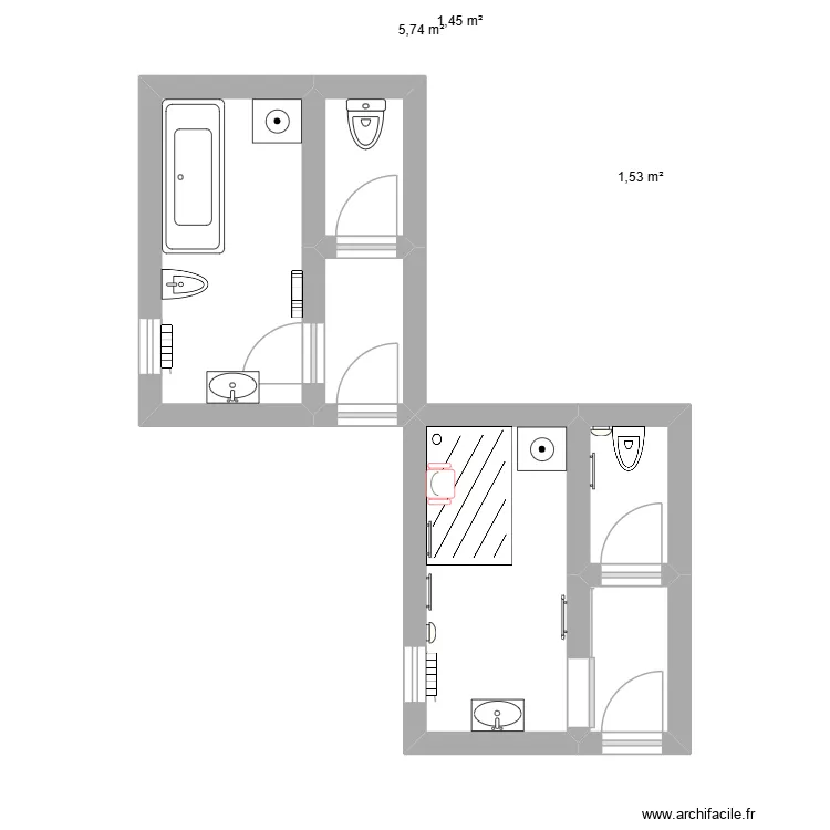 HIRIGOYEN SDB. Plan de 6 et 17 m² HIRIGOYEN SDB. Plan de 6 et 17 m²