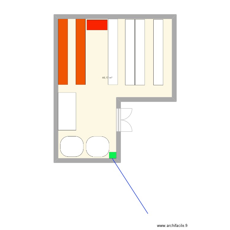 Ecloserie Lycée. Plan de 1 pièce et 46 m2