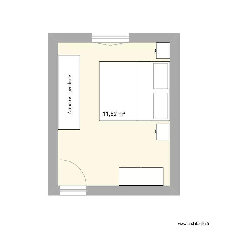 chambre P. Plan de 1  et 12 m²
