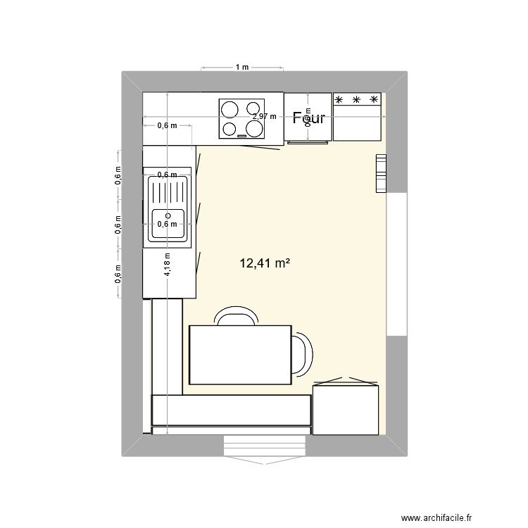durtol2. Plan de 1 pièce et 12 m2