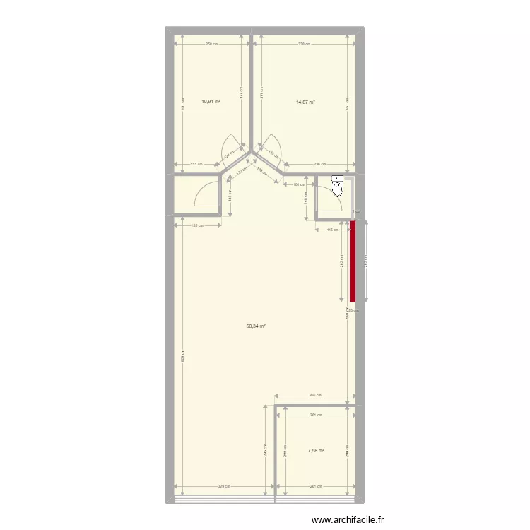 Projet Bruno Coiffeur. Plan de 6  et 87 m²