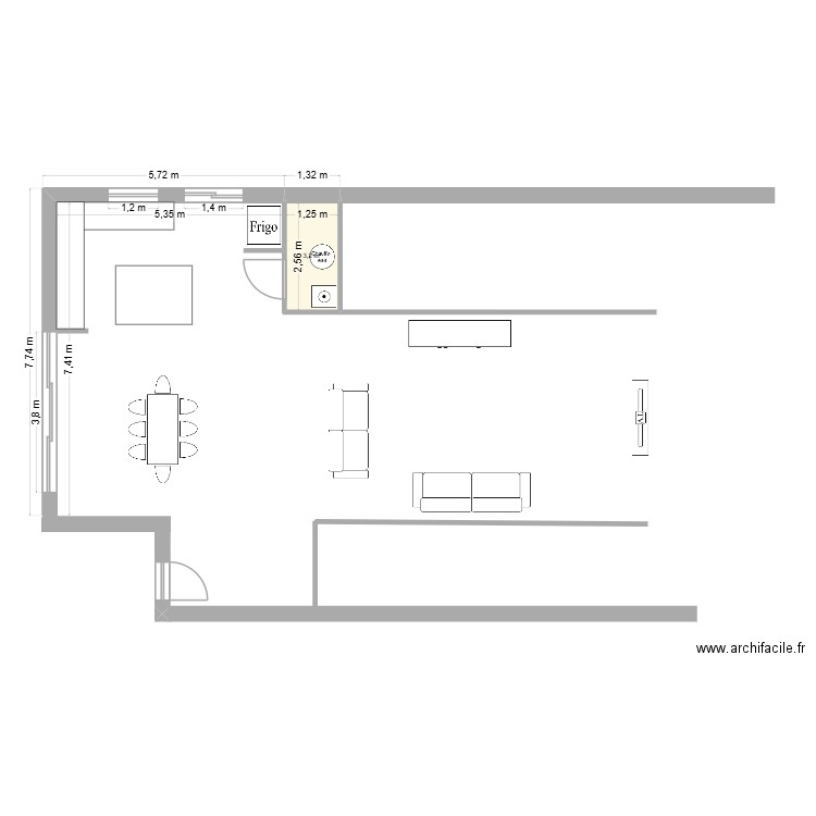 projet. Plan de 1 pièce et 3 m2