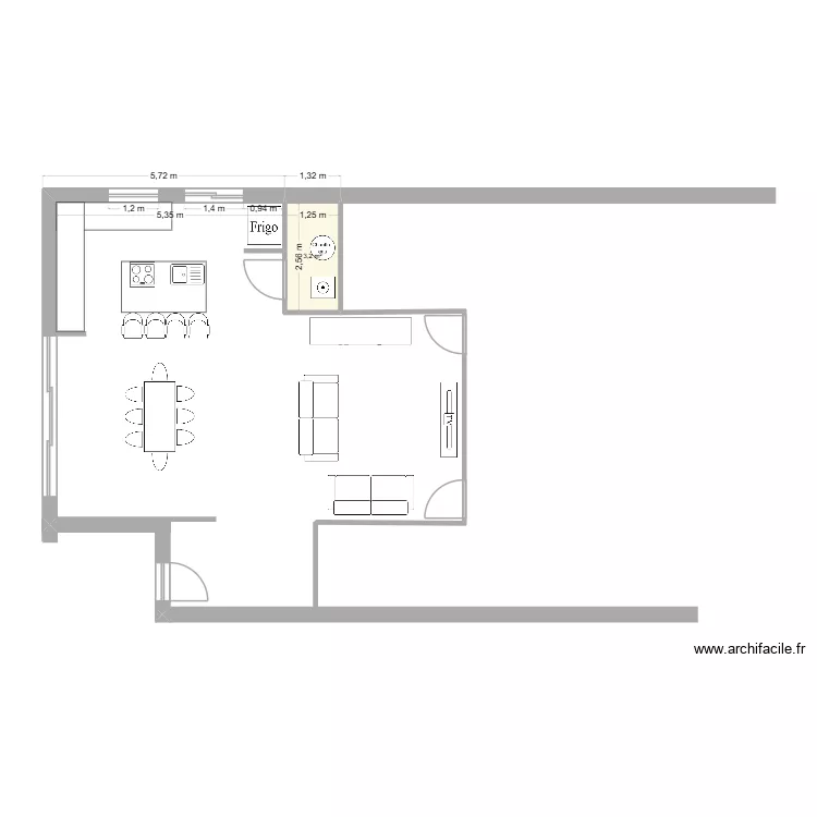 projet. Plan de 1 pièce et 3 m²