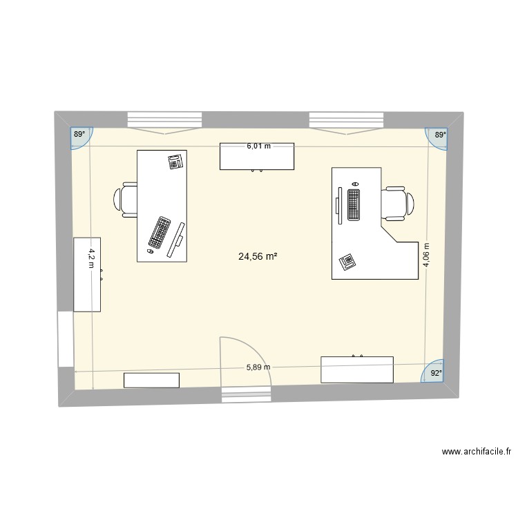 BUREAU MARIETTE / CHRIS. Plan de 1 pièce et 25 m2
