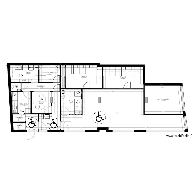 93M45SG projet jordan+jr. Plan de 16 pièces et 138 m2
