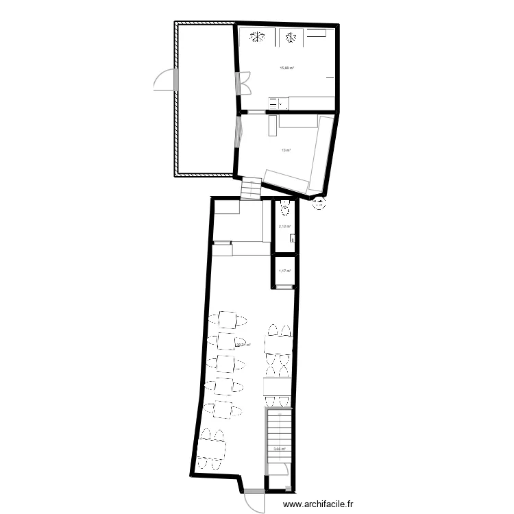 RDC KVB. Plan de 6  et 76 m²