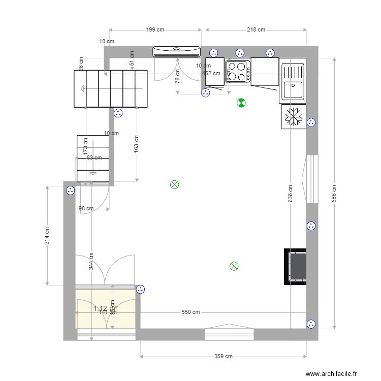 Monfort RDC - INITIAL. Plan de 1 pièce et 1 m2