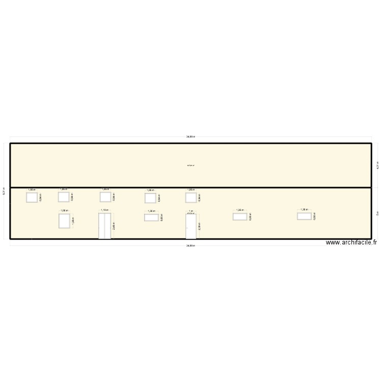 Façade arriere. Plan de 2 pièces et 320 m2