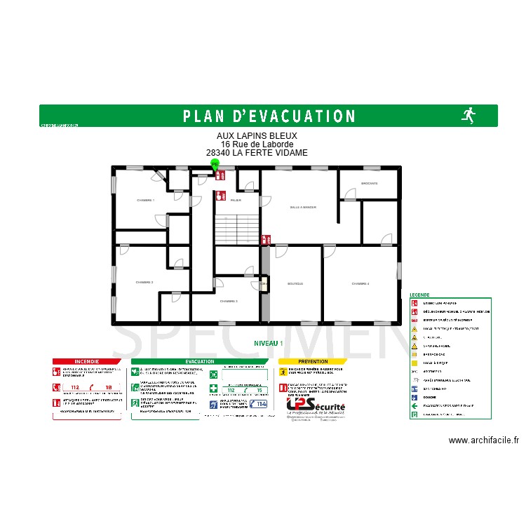 AUX LAPINS BLEUX. Plan de 19 pièces et 152 m2