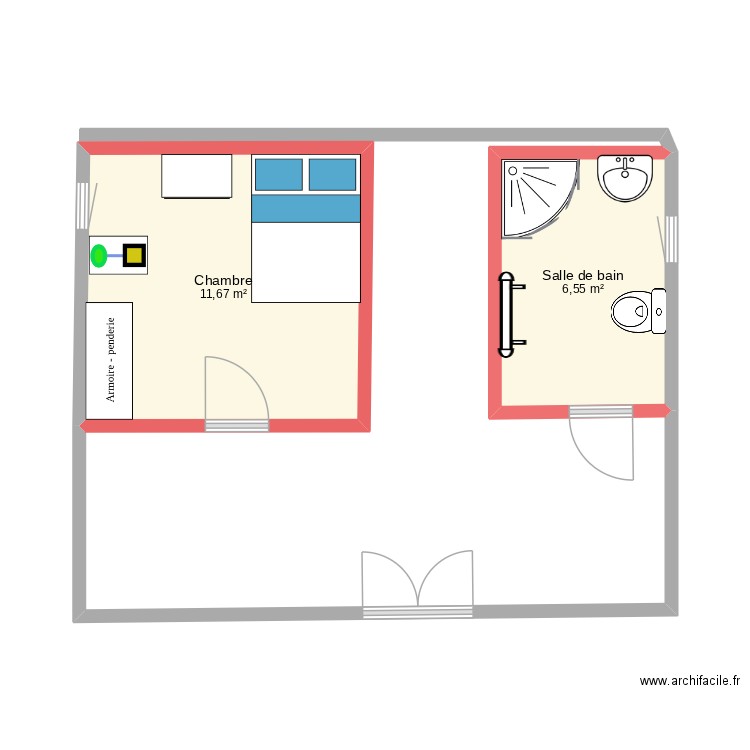 plan école chalet. Plan de 2 pièces et 18 m2