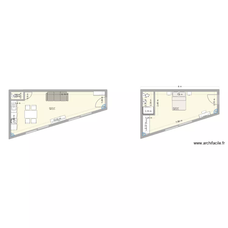 Espagne. Plan de 3  et 55 m²