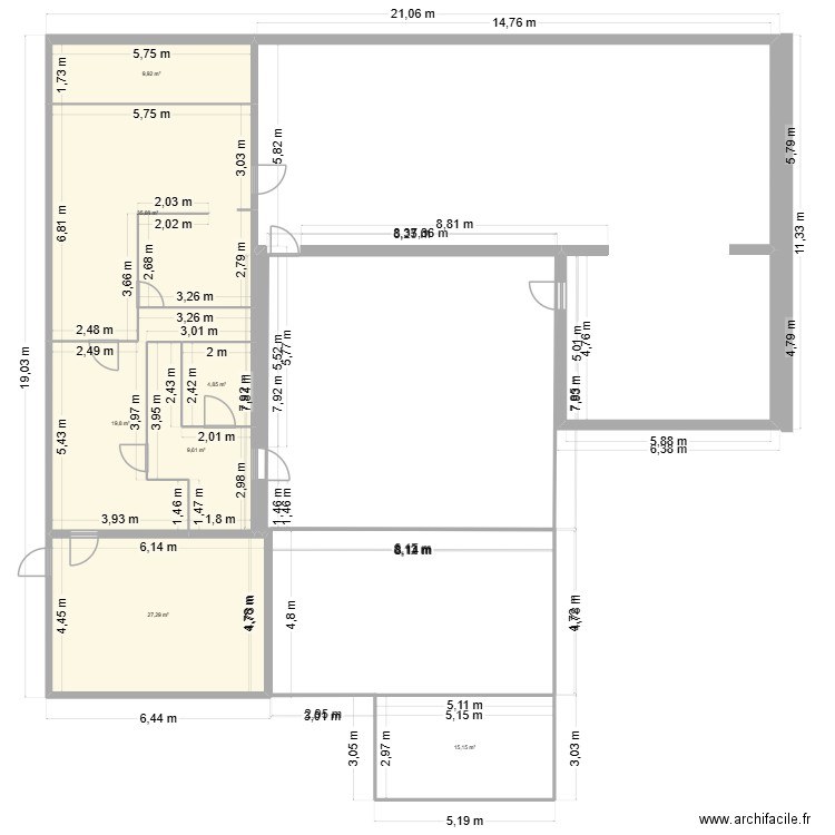 bar licorne dudu. Plan de 7 pièces et 123 m2