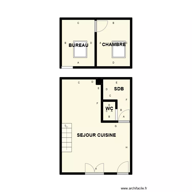 PLAN VAUVERT 446. Plan de 6 pièces et 27 m²