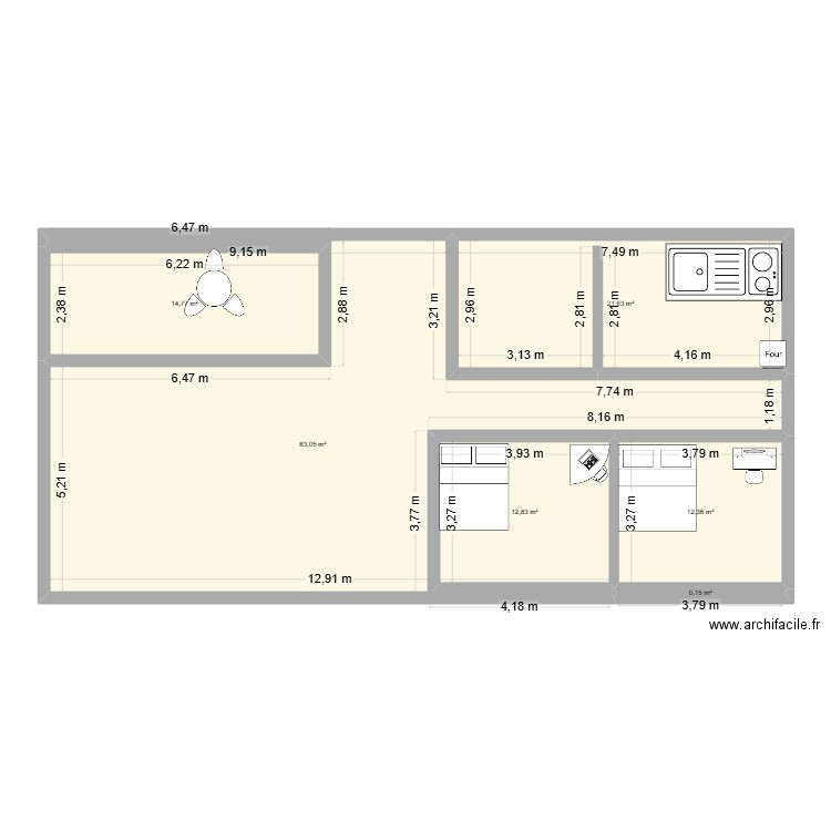 emmanuelle bomelle. Plan de 6 pièces et 125 m2