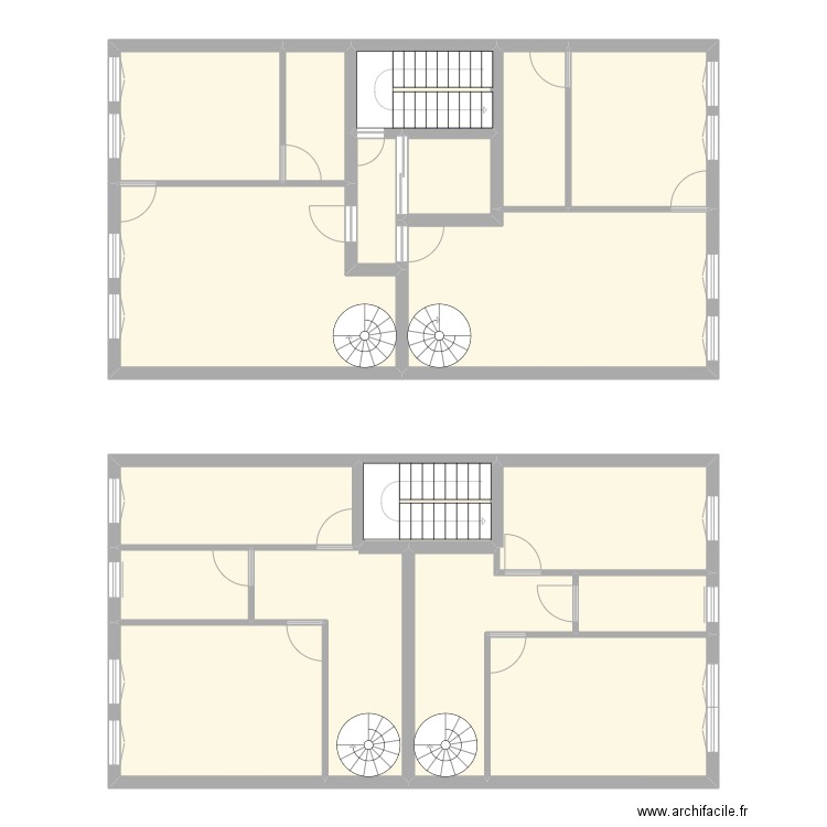 duplex. Plan de 18 pièces et 168 m2