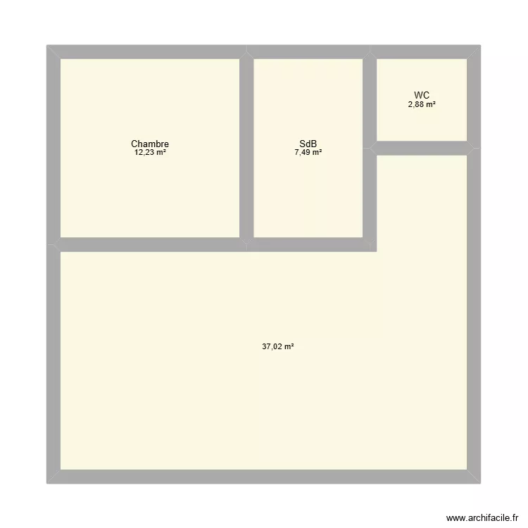 Second. Plan de 4  et 60 m²