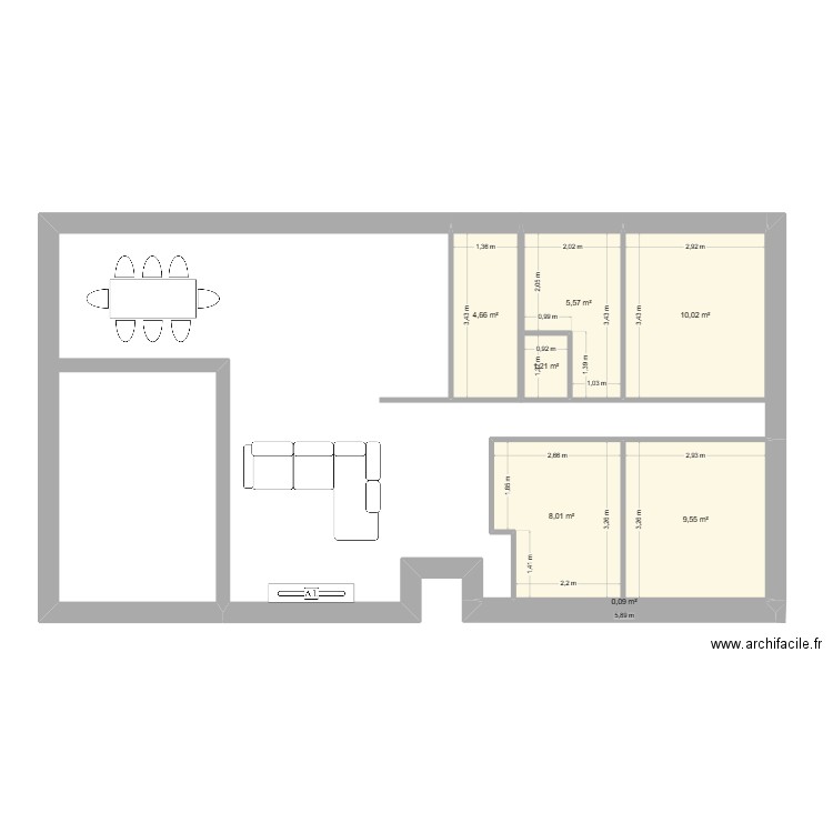 proto 3. Plan de 7 pièces et 39 m2