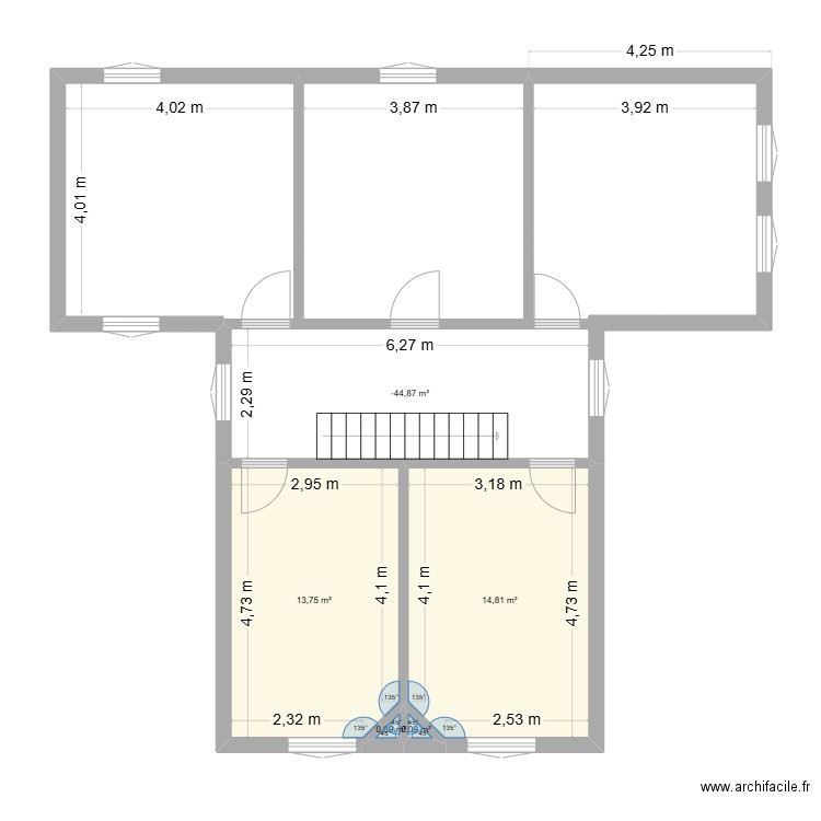 PRESBYTERE ETAGE. Plan de 5 pièces et 43 m2