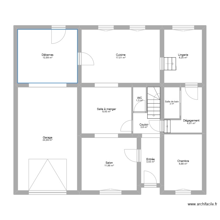 Anjou - Rez de Chaussé - Existant. Plan de 12 pièces et 108 m2