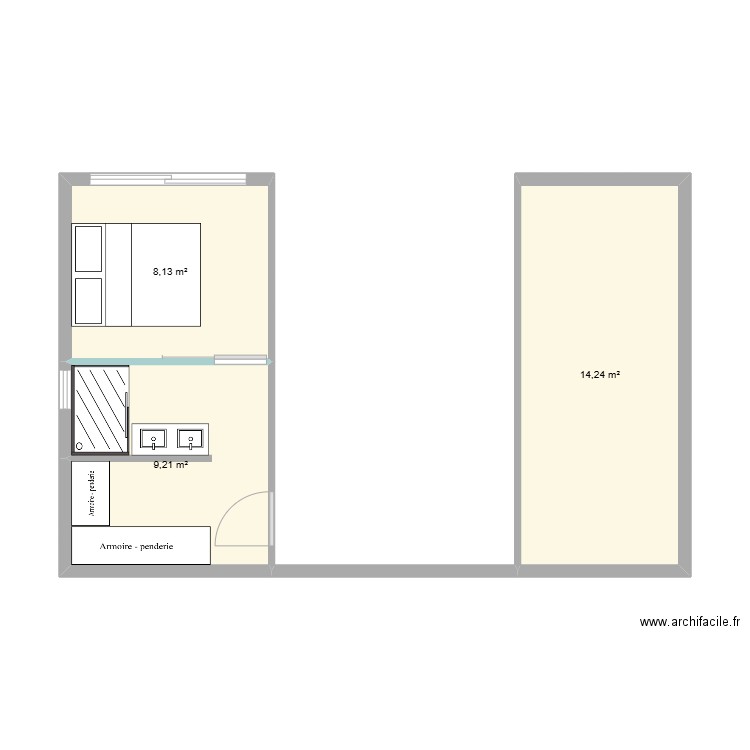 Bacchus sasn extension mezza. Plan de 3 pièces et 32 m2