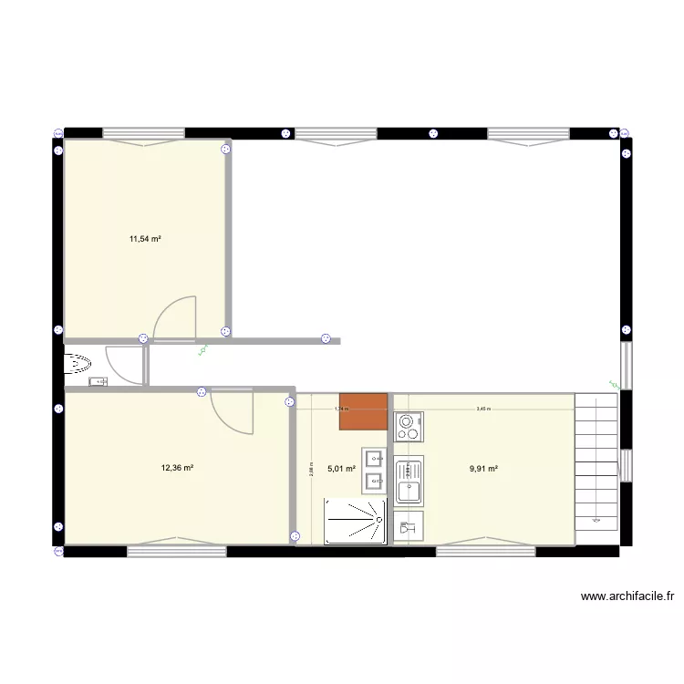 Plan etage. Plan de 4  et 39 m²