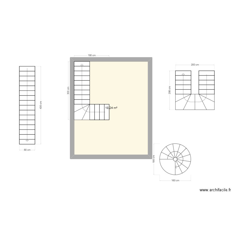 ESCALIER. Plan de 1 pièce et 18 m2