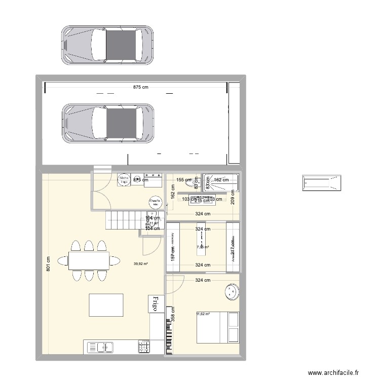 Tinyok. Plan de 5 pièces et 96 m2
