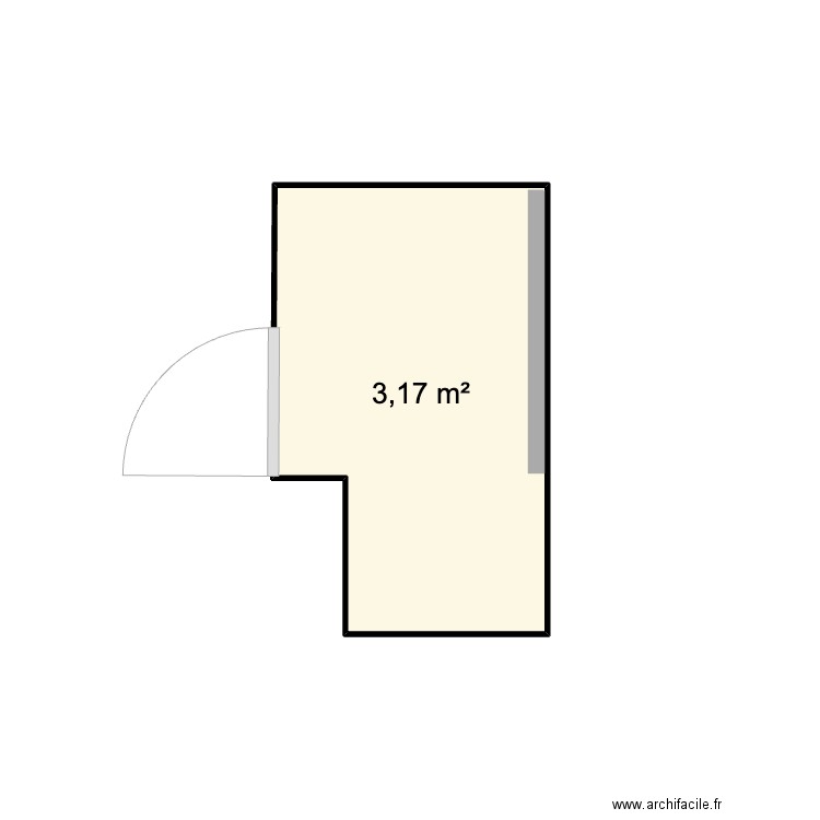 sdb au sol. Plan de 1 pièce et 3 m2