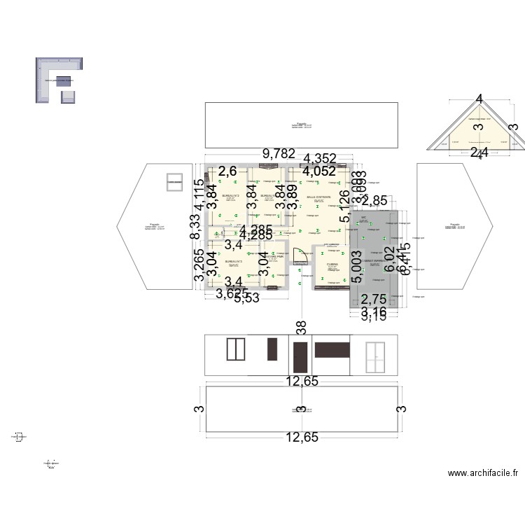 projet. Plan de 9 pièces et 85 m2