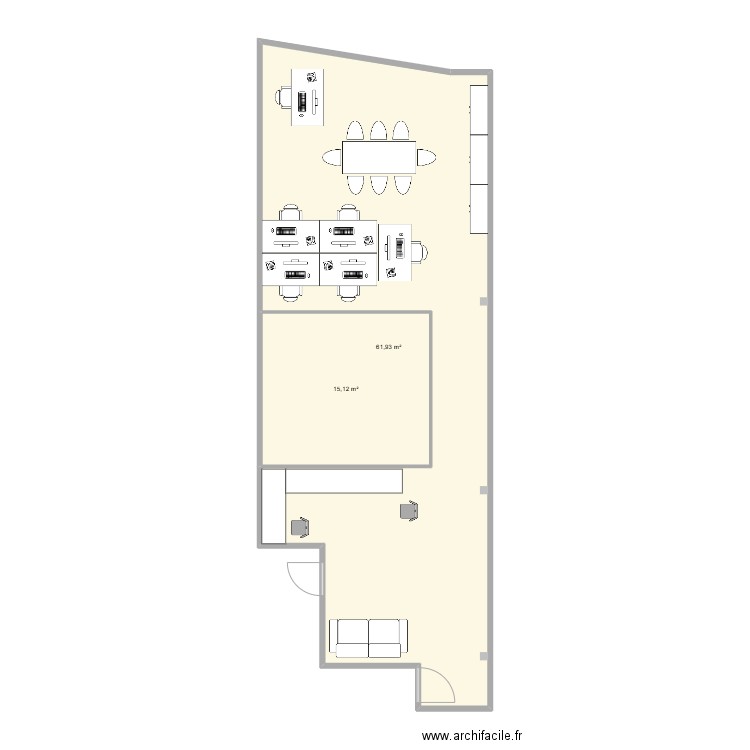 PLAN1. Plan de 2 pièces et 77 m2