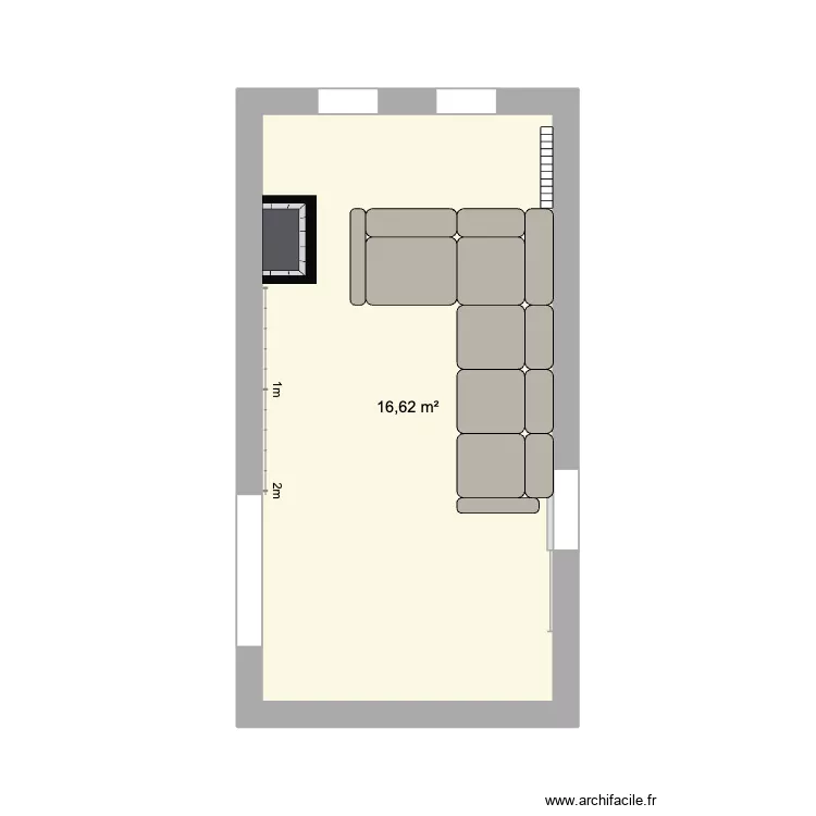 Salon V2. Plan de 1  et 17 m²