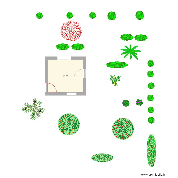 Ma_maison_végétation. Plan de 1 pièce et 10 m2